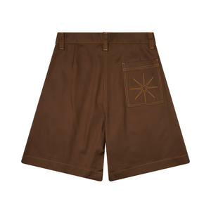 Pseushi Pleated Oversized Shorts Brown/Orange