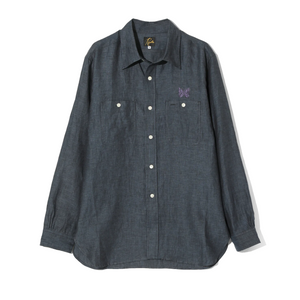 Needles Work Shirt Linen Chambray Blue