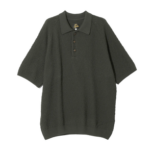 Needles Short-Sleeve Polo Sweater Merino Wool Knit Green