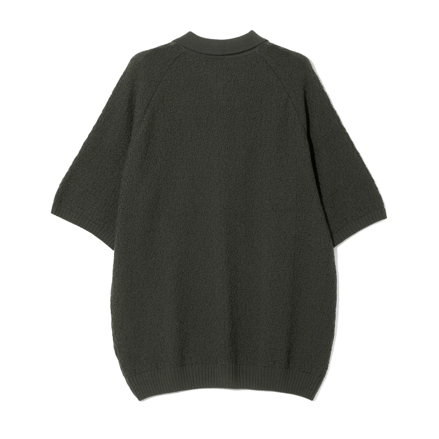 Needles Short-Sleeve Polo Sweater Merino Wool Knit Green