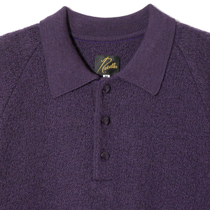 Needles Short-Sleeve Polo Sweater Merino Wool Knit Purple