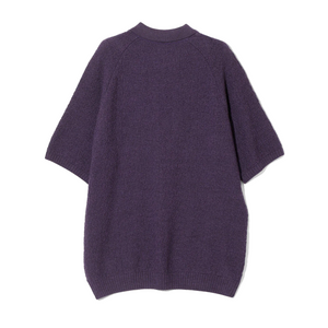 Needles Short-Sleeve Polo Sweater Merino Wool Knit Purple