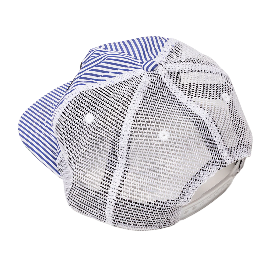 R H U D E Blue Striped Tobacco Trucker Hat Blue/White