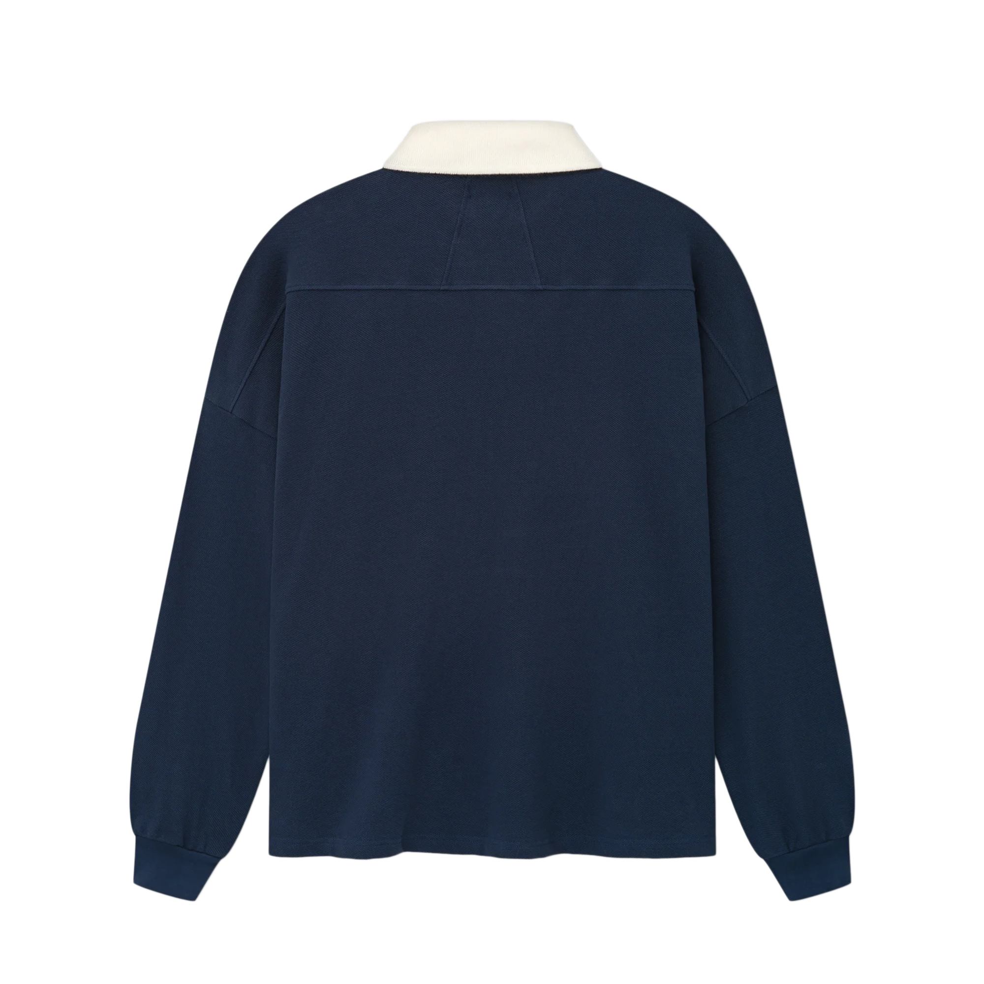 R H U D E Long Sleeve Pique Polo Dark Navy/White
