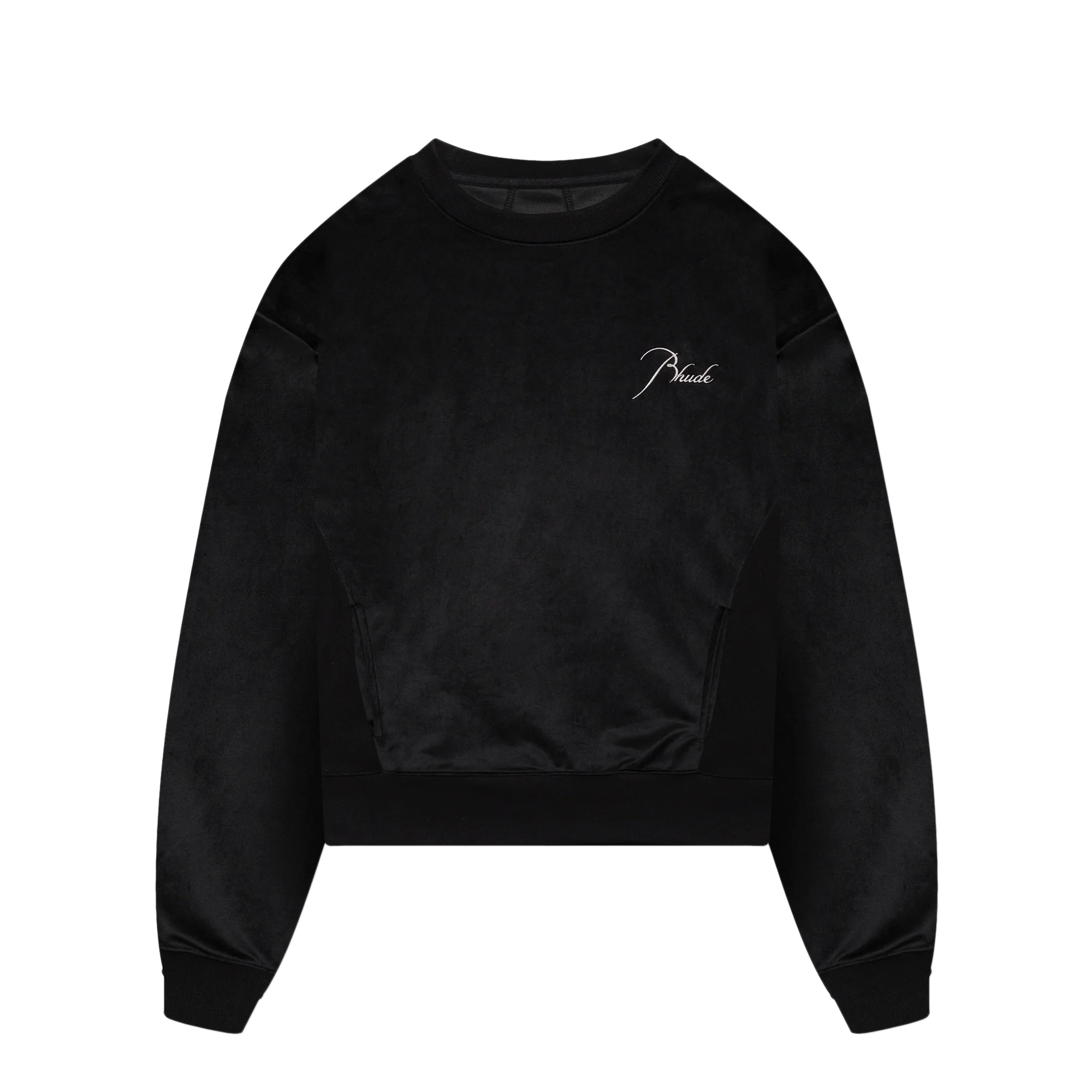 R H U D E Velour Classique Crewneck Black/White