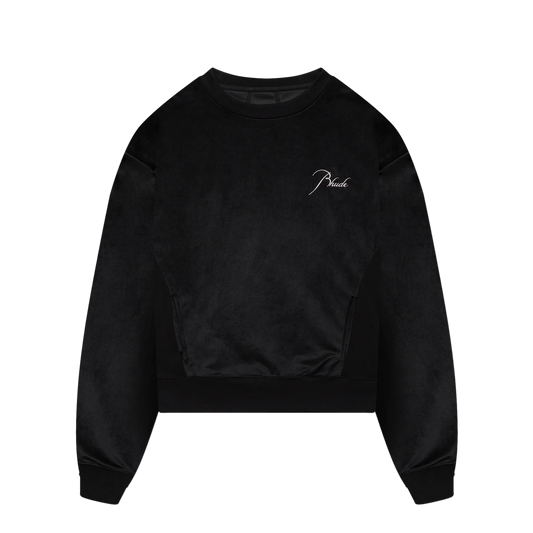R H U D E Velour Classique Crewneck Black/White