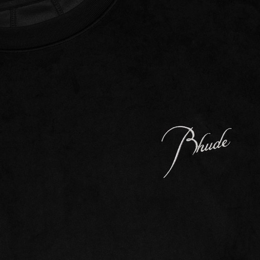 R H U D E Velour Classique Crewneck Black/White