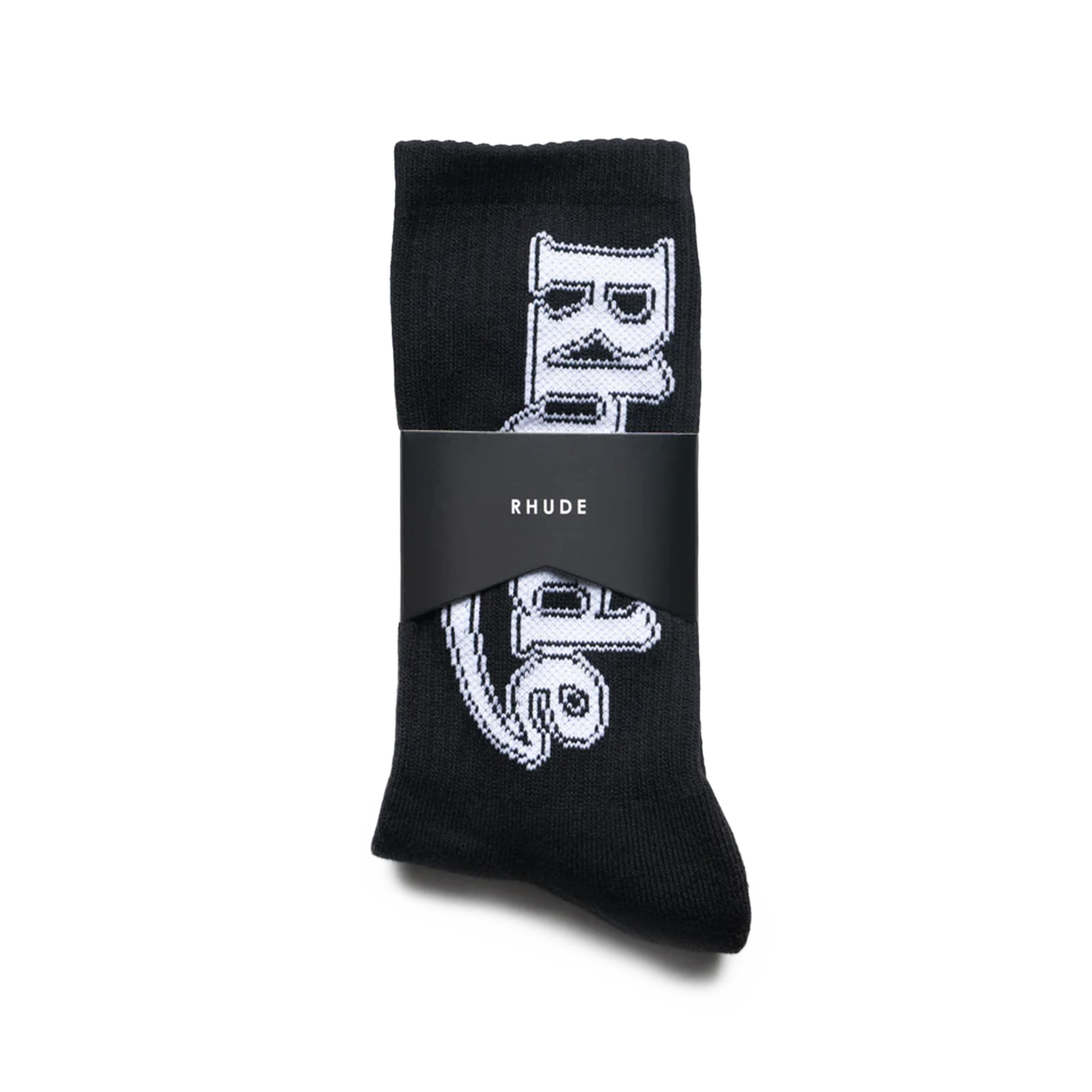 R H U D E Vertical Race Track Sock Black/White