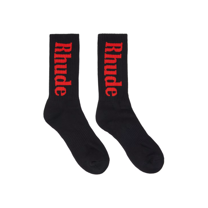 R H U D E  Vertical Logo Sock Black/Red