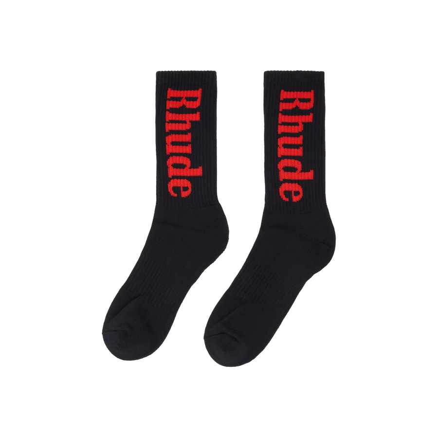 R H U D E  Vertical Logo Sock Black/Red