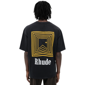 R H U D E Chevron Logo Repeat T-Shirt Vintage Black