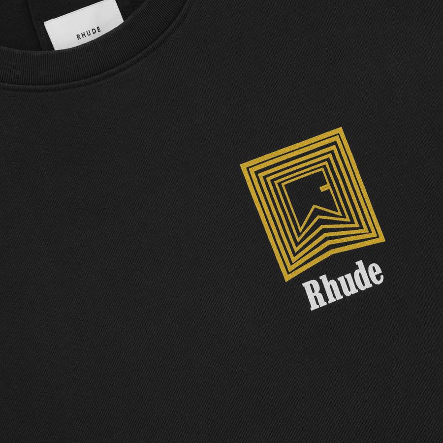 R H U D E Chevron Logo Repeat T-Shirt Vintage Black