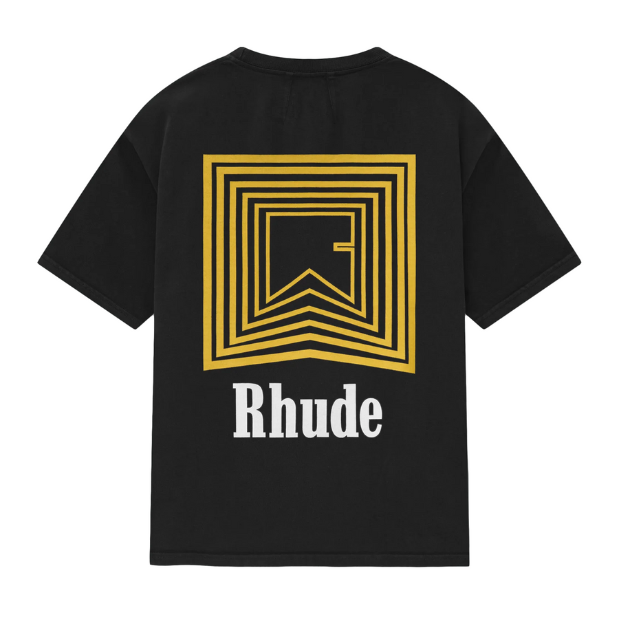 R H U D E Chevron Logo Repeat T-Shirt Vintage Black