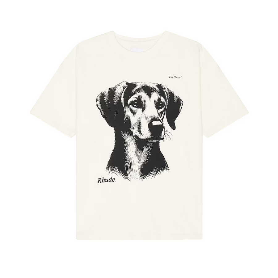 R H U D E  Fox Hound T-Shirt Vintage White