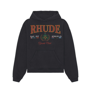 R H U D E Bay of Angels Yacht Hoodie Vtg Black