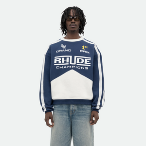 R H U D E Champions Crewneck Navy/Vtg White