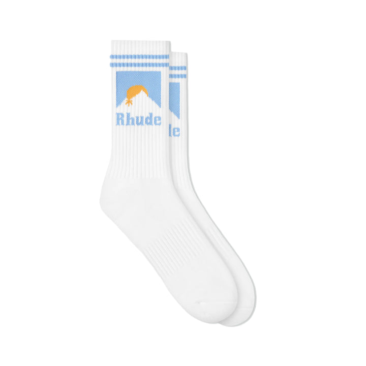 R H U D E Striped Moonlight Sock White/Blue/Yellow