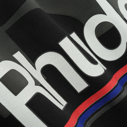 R H U D E Petrol Patch Long Sleeve Tee Vtg Black