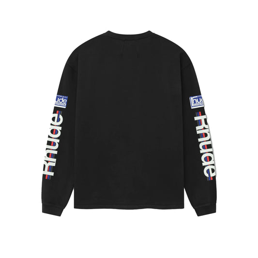 R H U D E Petrol Patch Long Sleeve Tee Vtg Black