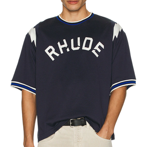 R H U D E Logo Lightning Ringer Tee Navy/White  RHPF25TT01729