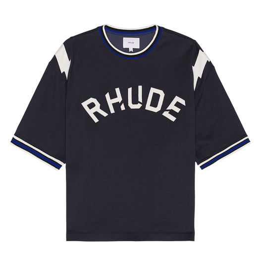 R H U D E Logo Lightning Ringer Tee Navy/White  RHPF25TT01729