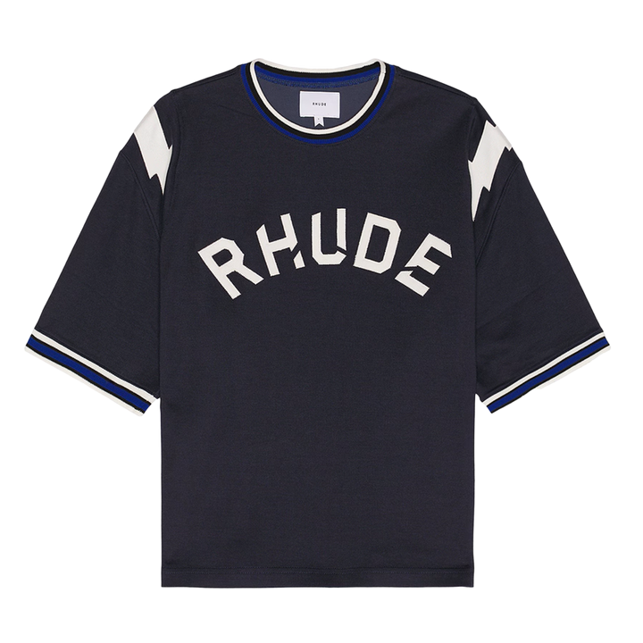 R H U D E Logo Lightning Ringer Tee Navy/White  RHPF25TT01729
