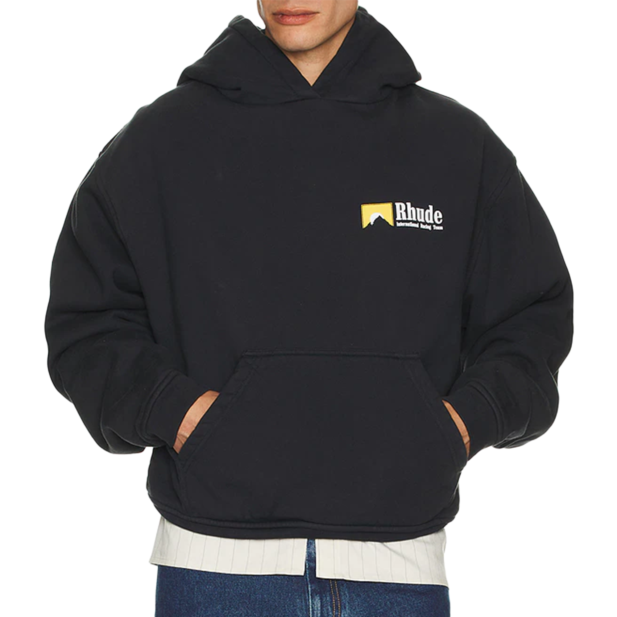 R H U D E International Racing Logo Hoodie Vintage Black RHPF25HO07012