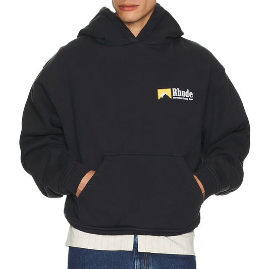 R H U D E International Racing Logo Hoodie Vintage Black RHPF25HO07012