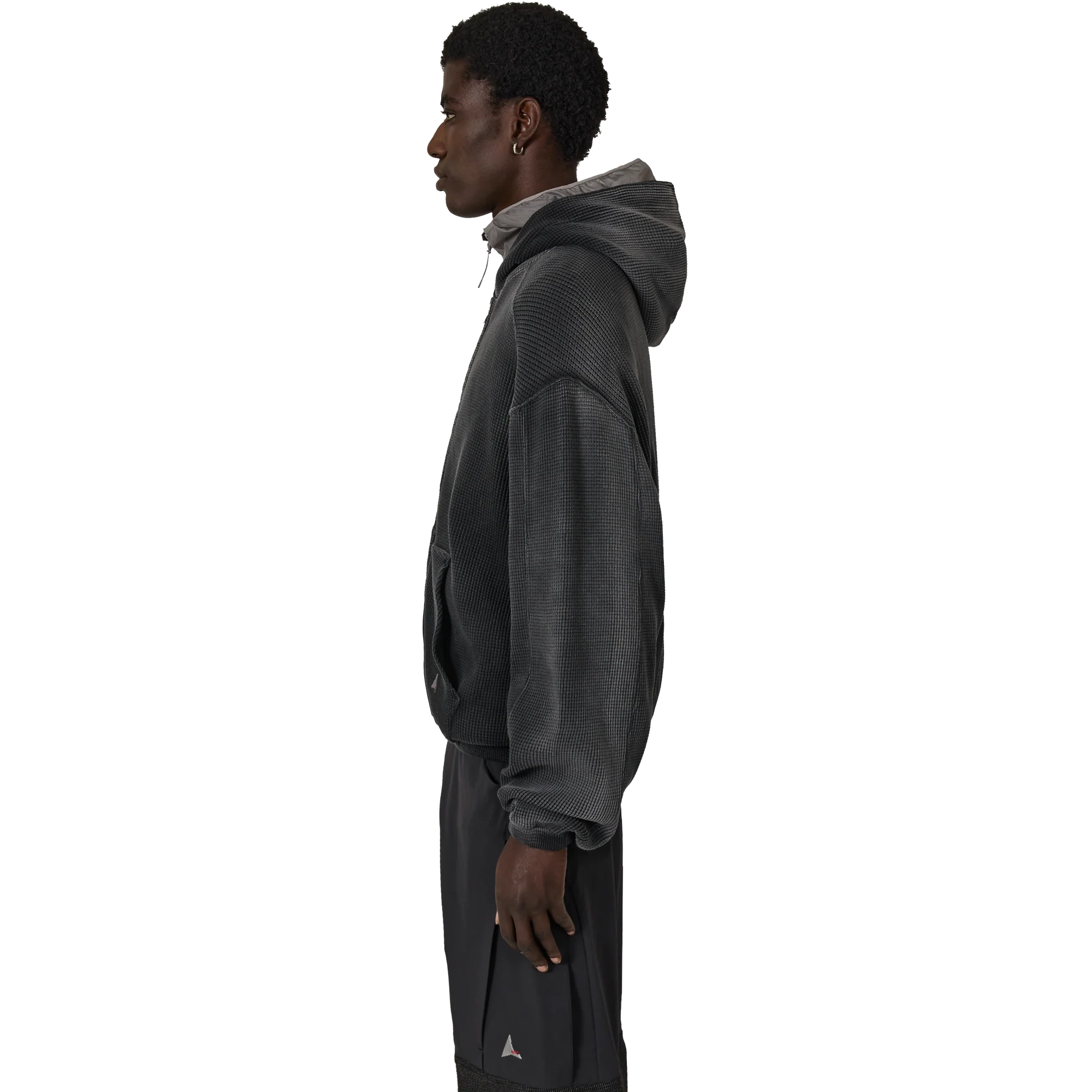 ROA Bee Sun Faded Waffle Zip Up Hoodie Black RBMW0513FA340