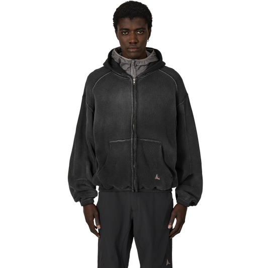 ROA Bee Sun Faded Waffle Zip Up Hoodie Black RBMW0513FA340