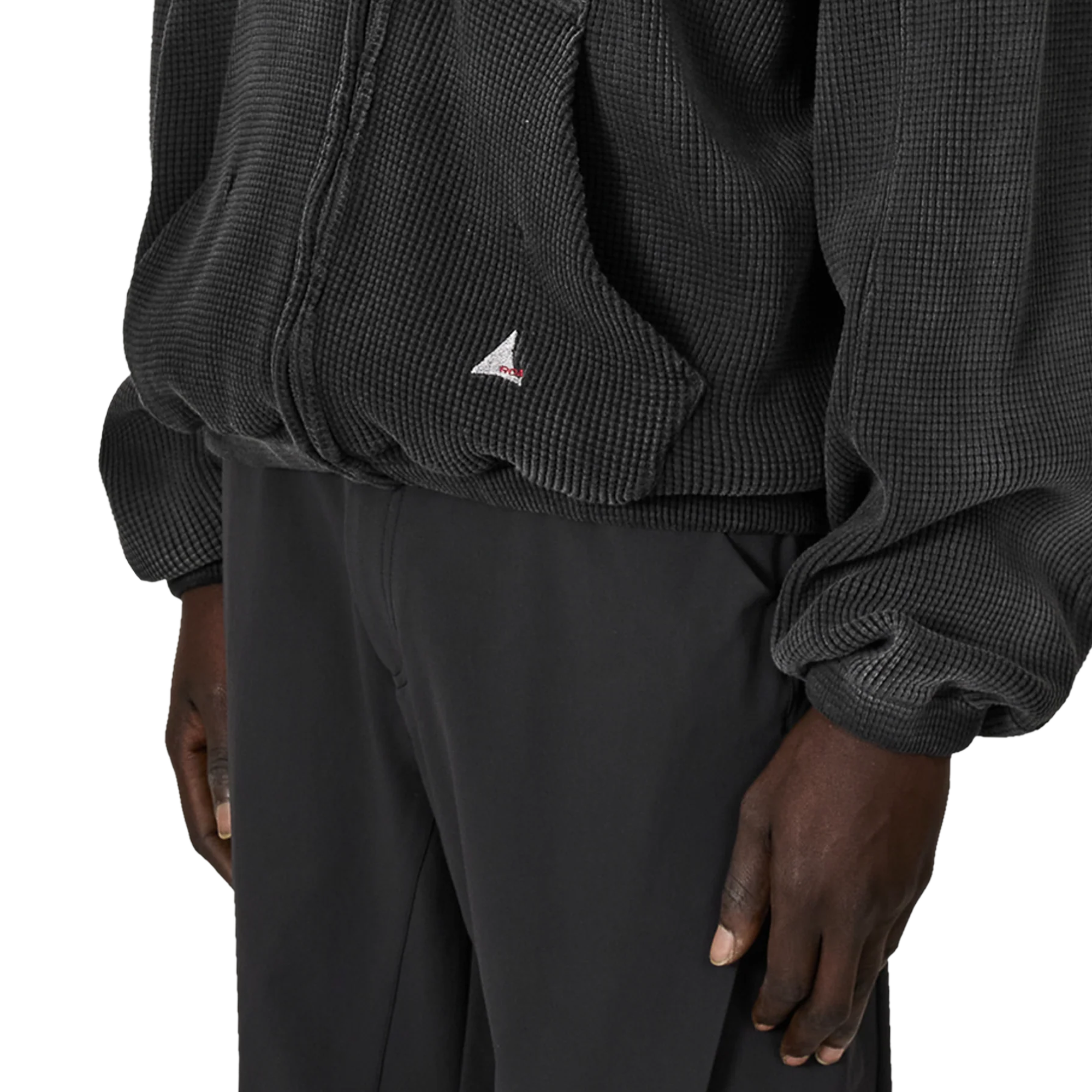 ROA Bee Sun Faded Waffle Zip Up Hoodie Black RBMW0513FA340