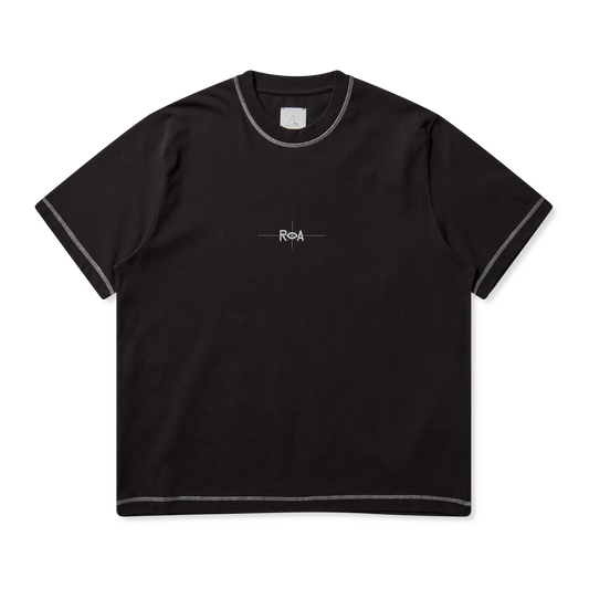 ROA Info Stitch Organic T Shirt Black RBMW0545JY58