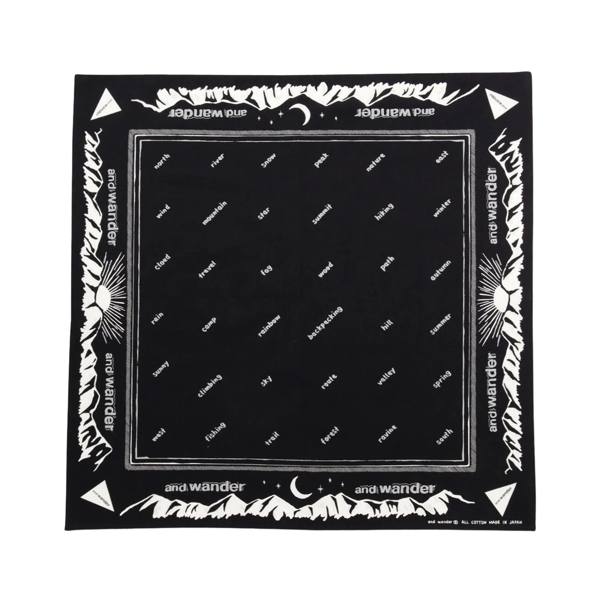 and wander Reflective Words Bandanna Black