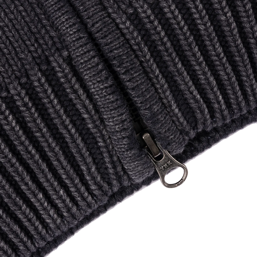 Patta Ribbed Knitted Zip Up Hooded Sweater Black