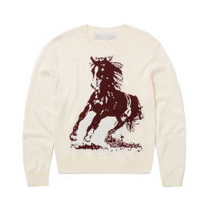 One Of These Days Running Horse Knit Sweater Oatmeal