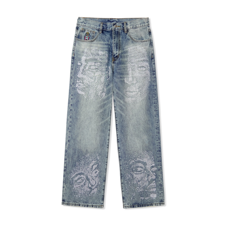 Kidsuper Rhinestone Face Jeans Blue SS25-PT-23