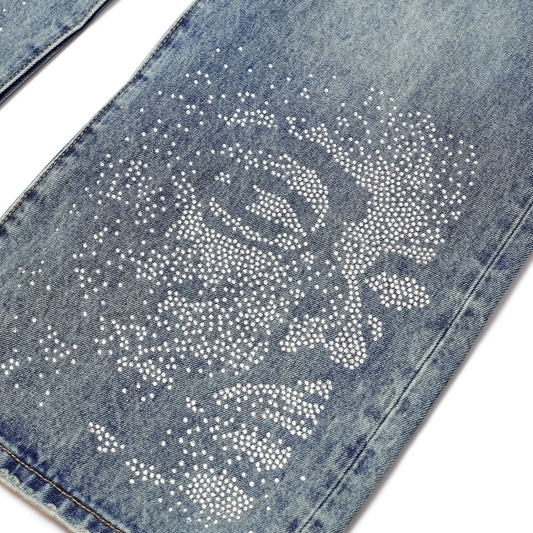Kidsuper Rhinestone Face Jeans Blue SS25-PT-23