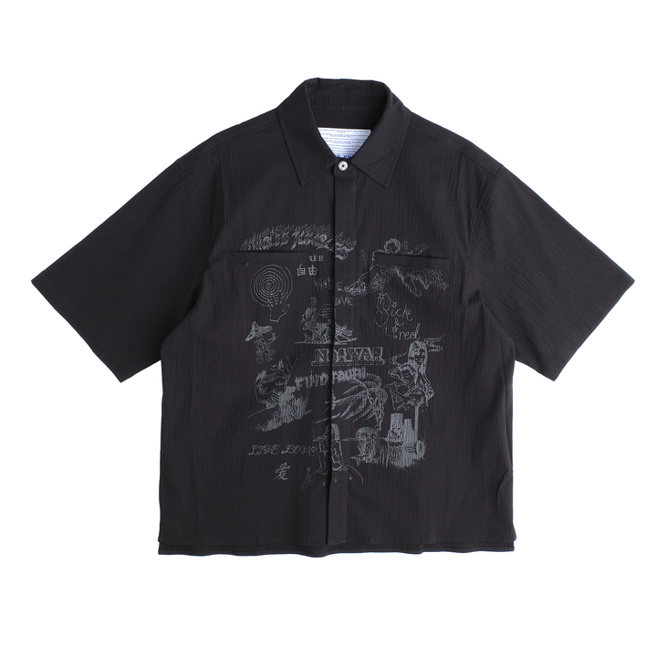 Jungles Jungles Scribbles Button Up Black SSB-SCRB-BLK