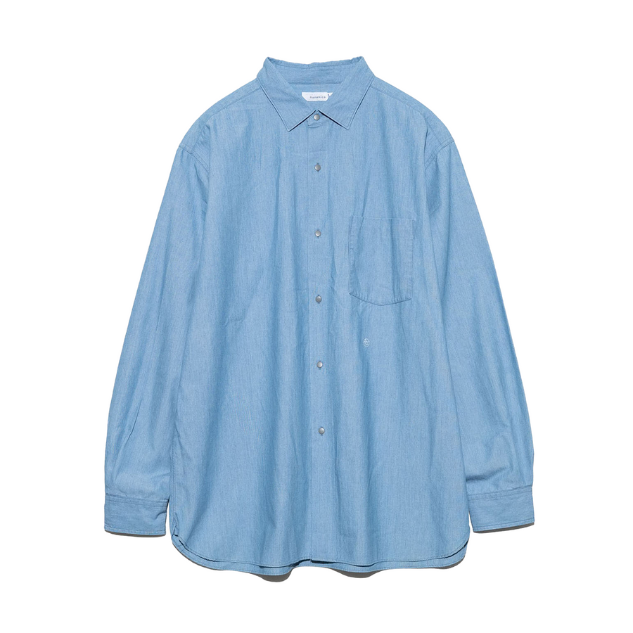 Nanamica Regular Collar Chambray Shirt Indigo Bleach