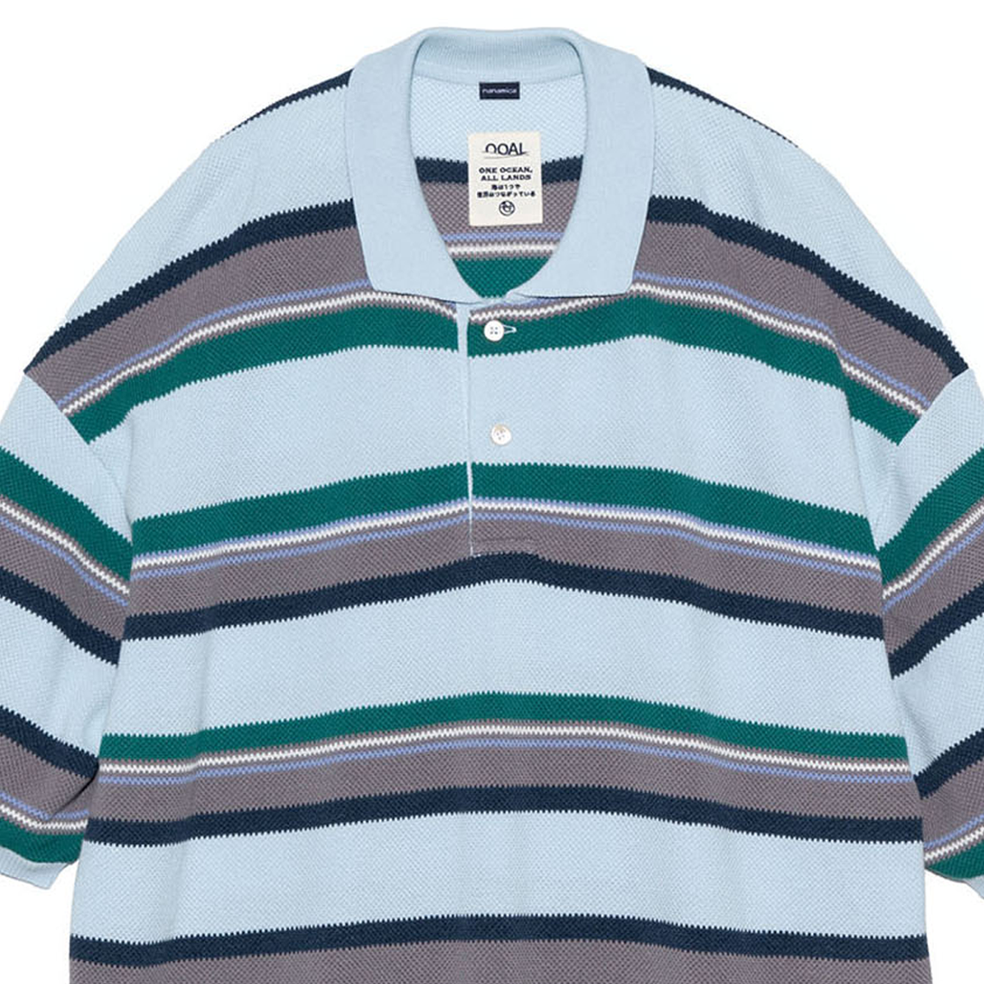 Nanamica Stripe Polo Sweater Sax