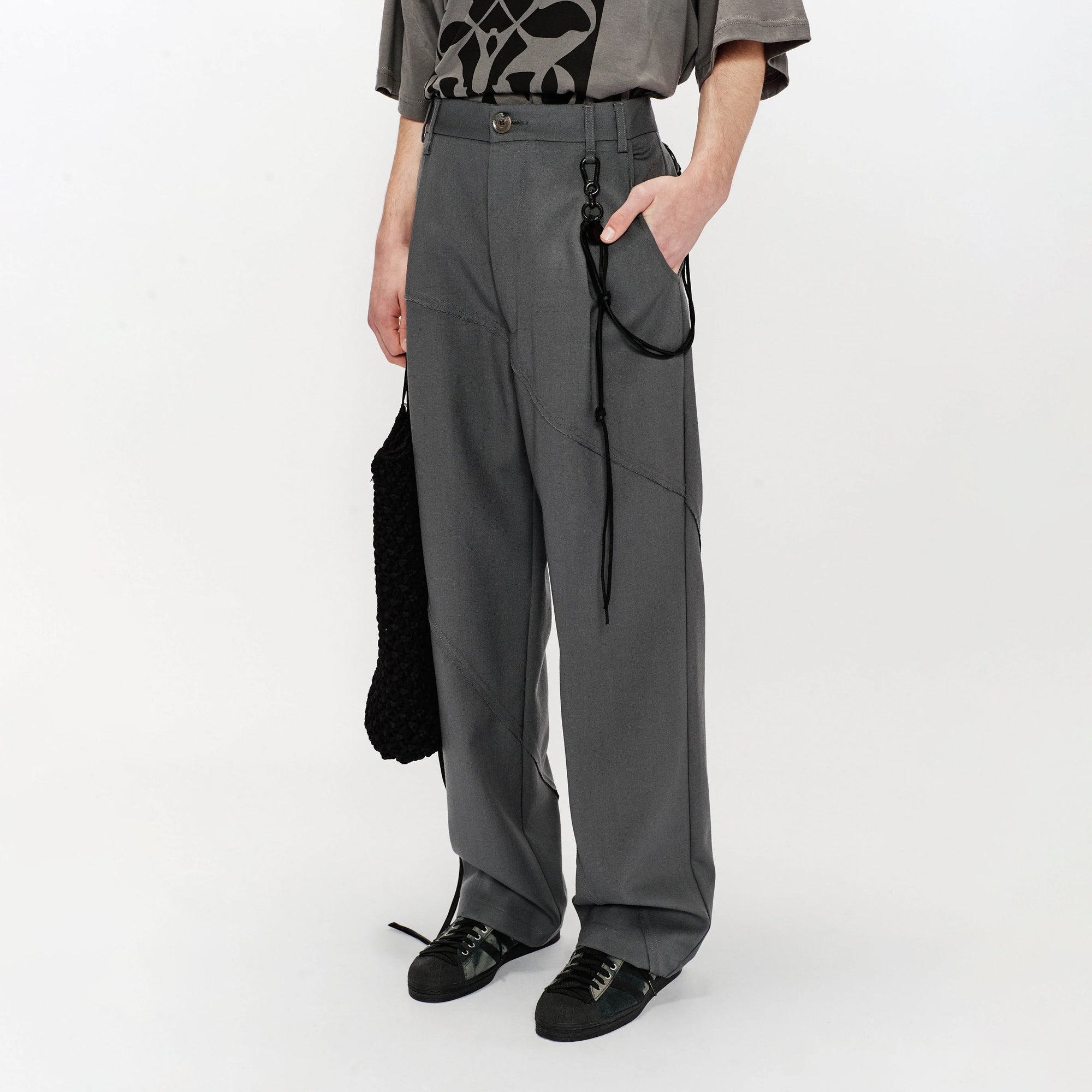 Song For The Mute "Slash" Loose Pleated Pant Grey