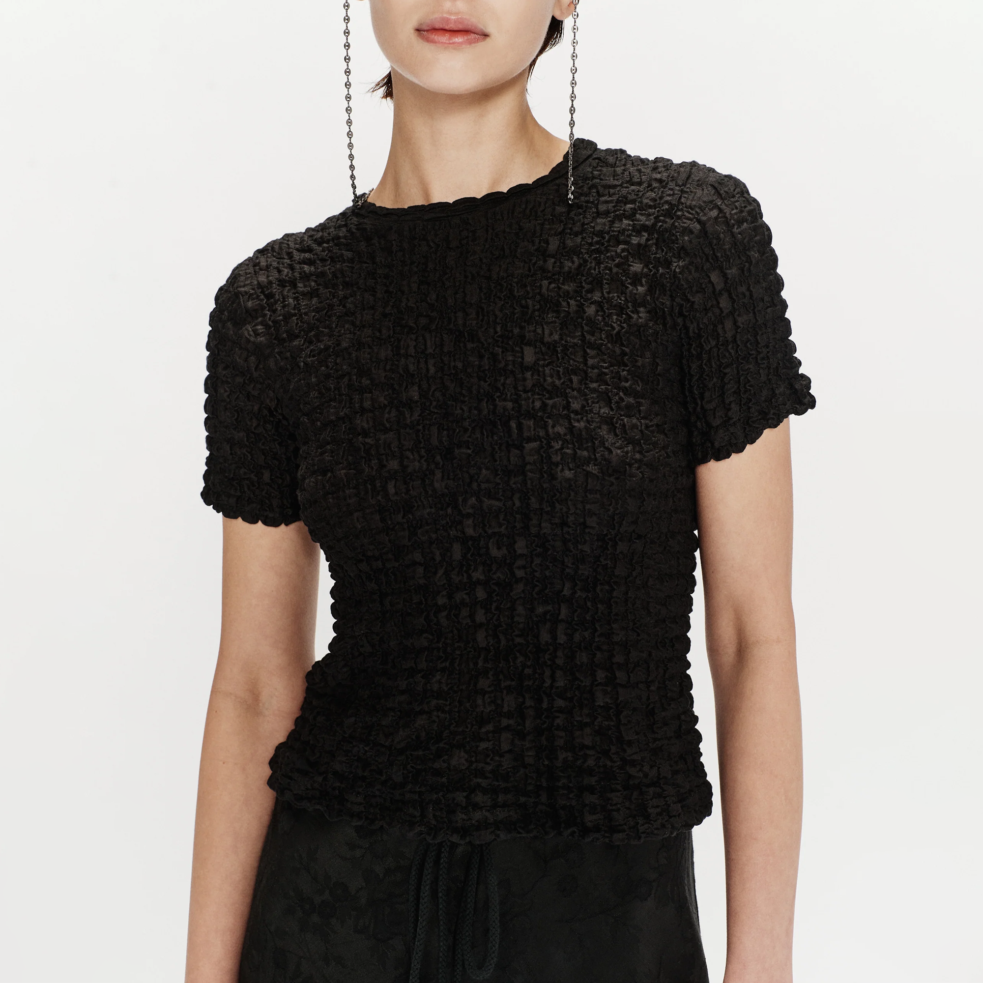 Song For The Mute Women's Slim Tee Black 251_WTS009_POPCBLK