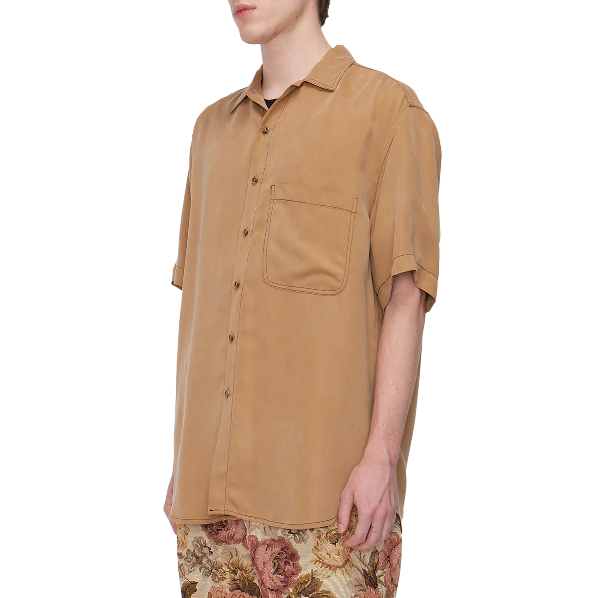 Song For The Mute Short Sleeve Oversized Shirt Camel