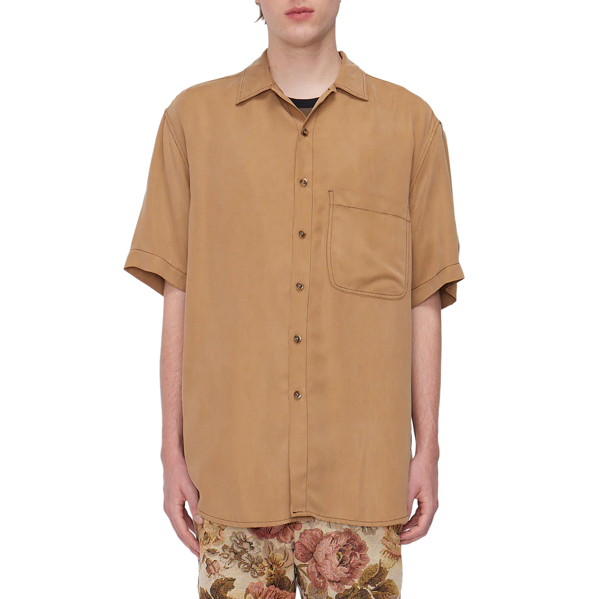 Song For The Mute Short Sleeve Oversized Shirt Camel