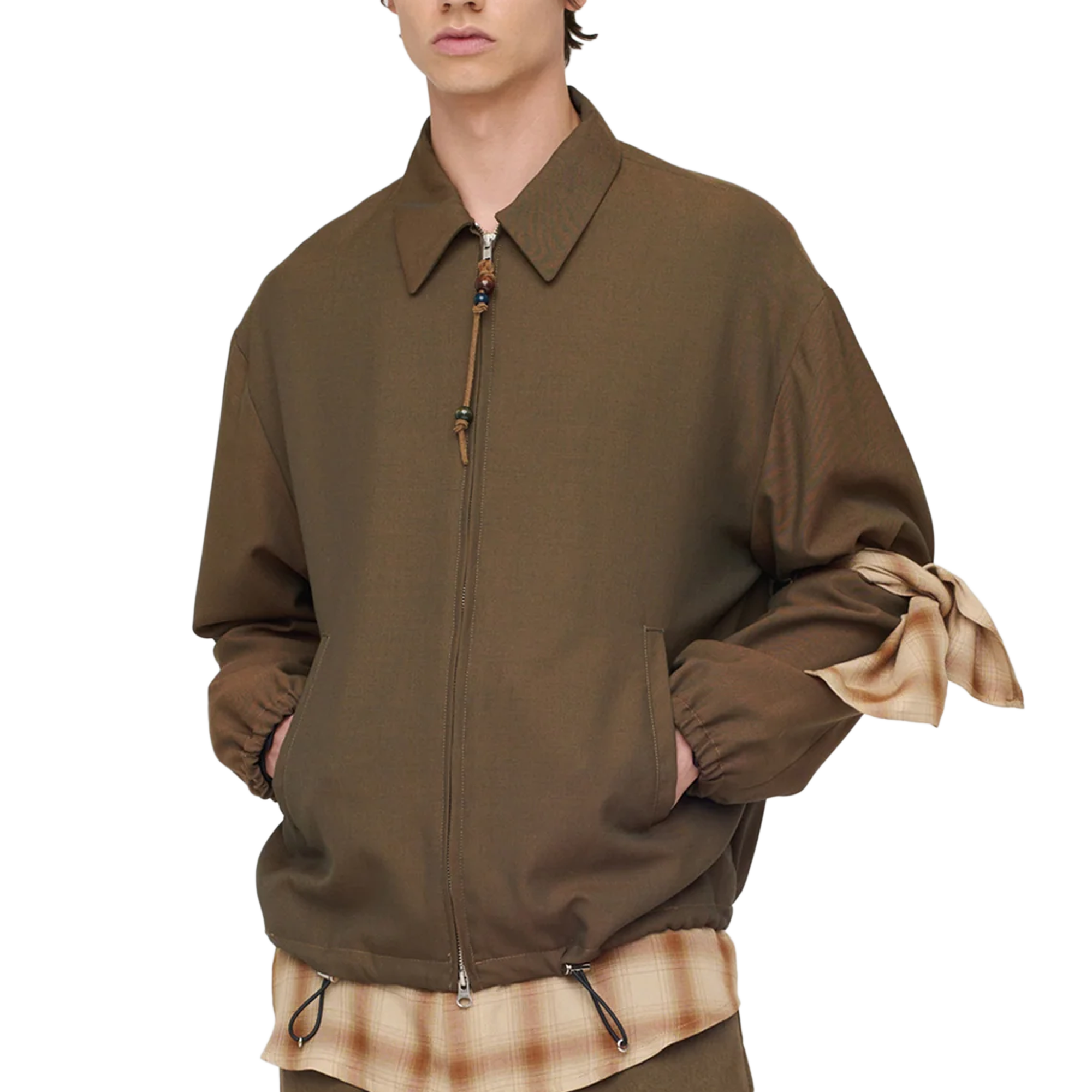 Song For The Mute Slim Coach Jacket Brown