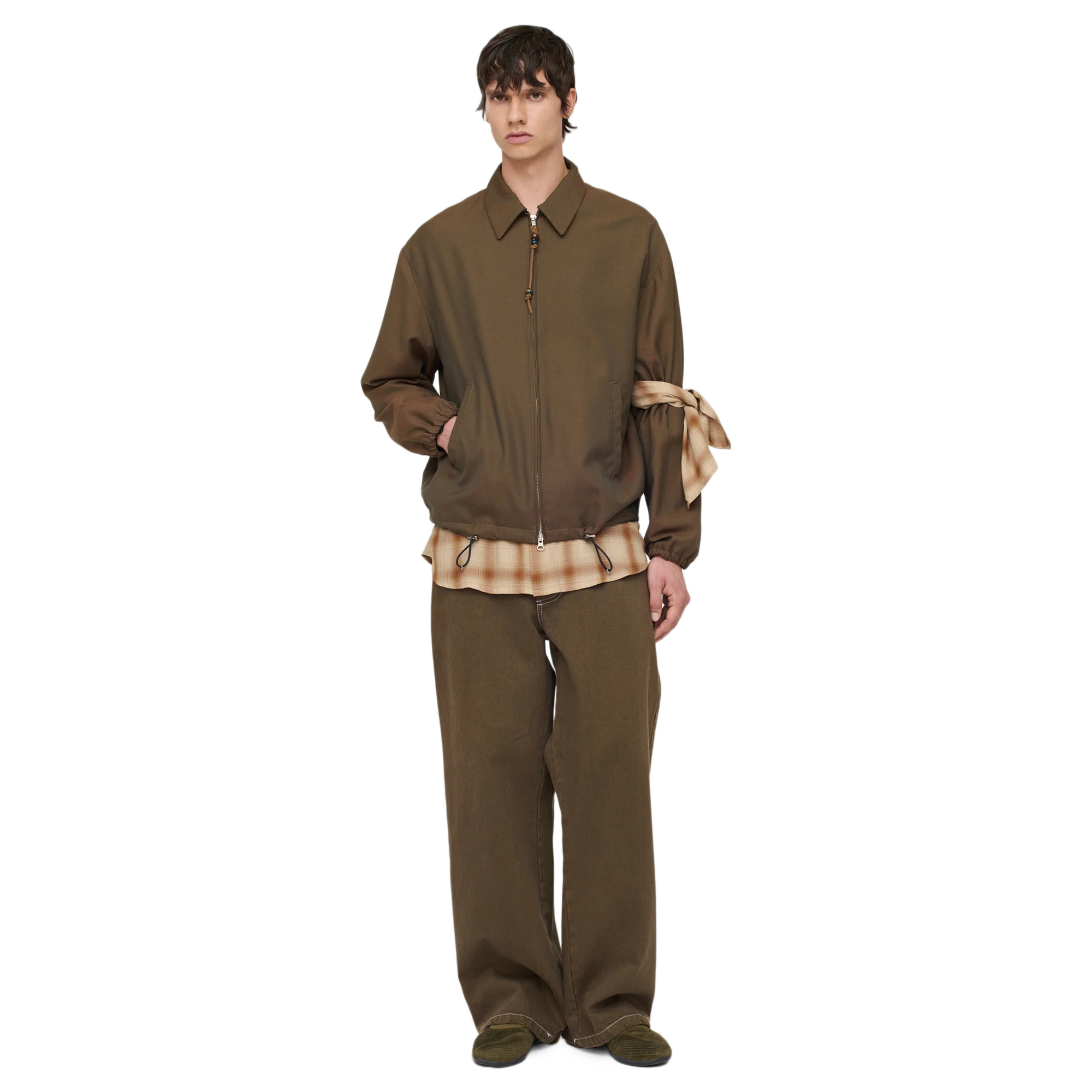 Song For The Mute Slim Coach Jacket Brown