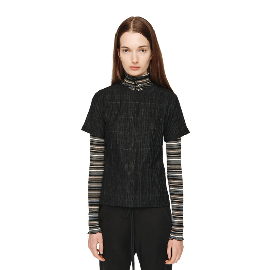 Song For The Mute Women's Slim T-Shirt Crushed Knit Black