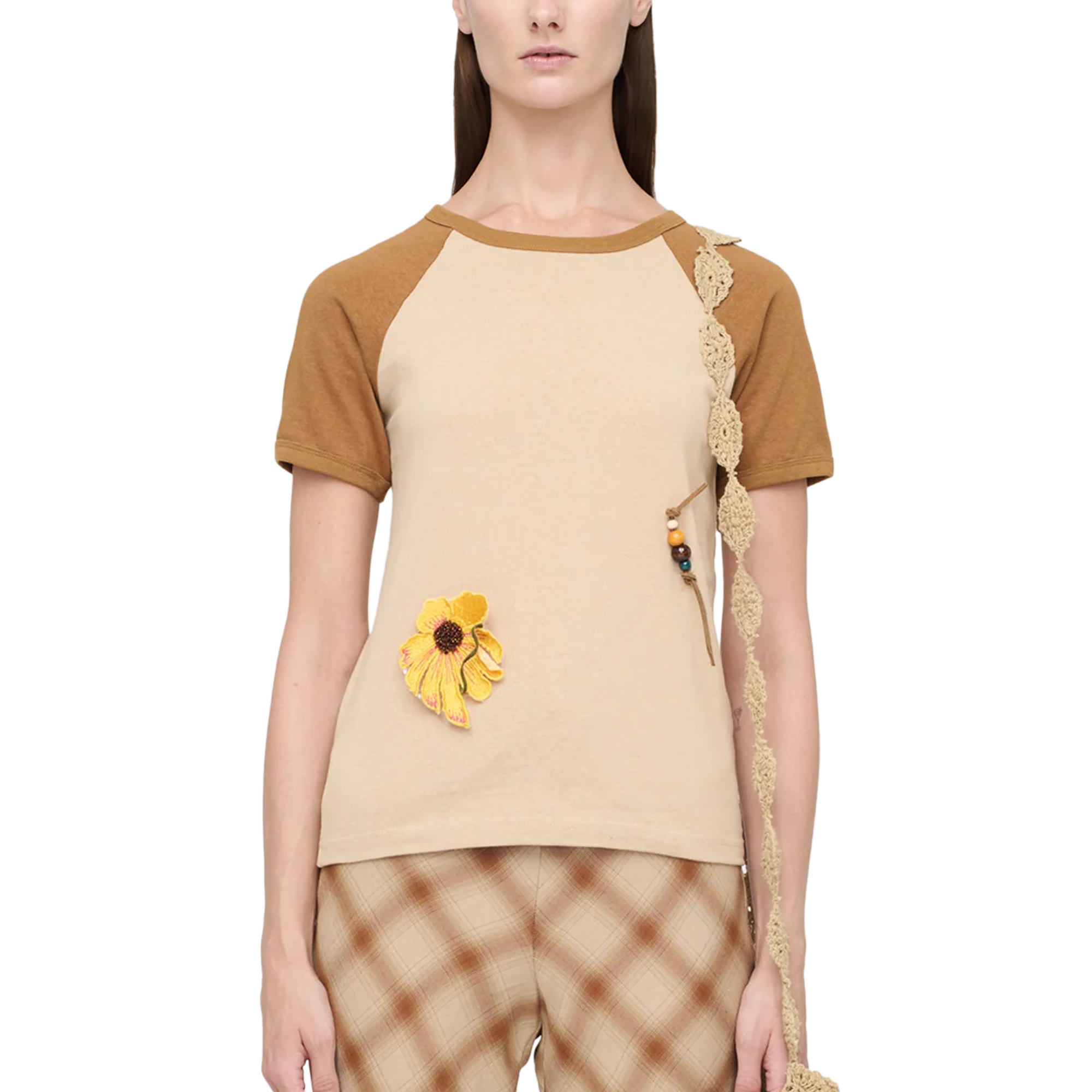 Song For The Mute Women's "Flower" Raglan Slim Tee Nude