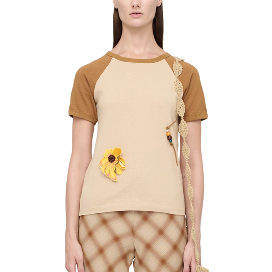 Song For The Mute Women's "Flower" Raglan Slim Tee Nude