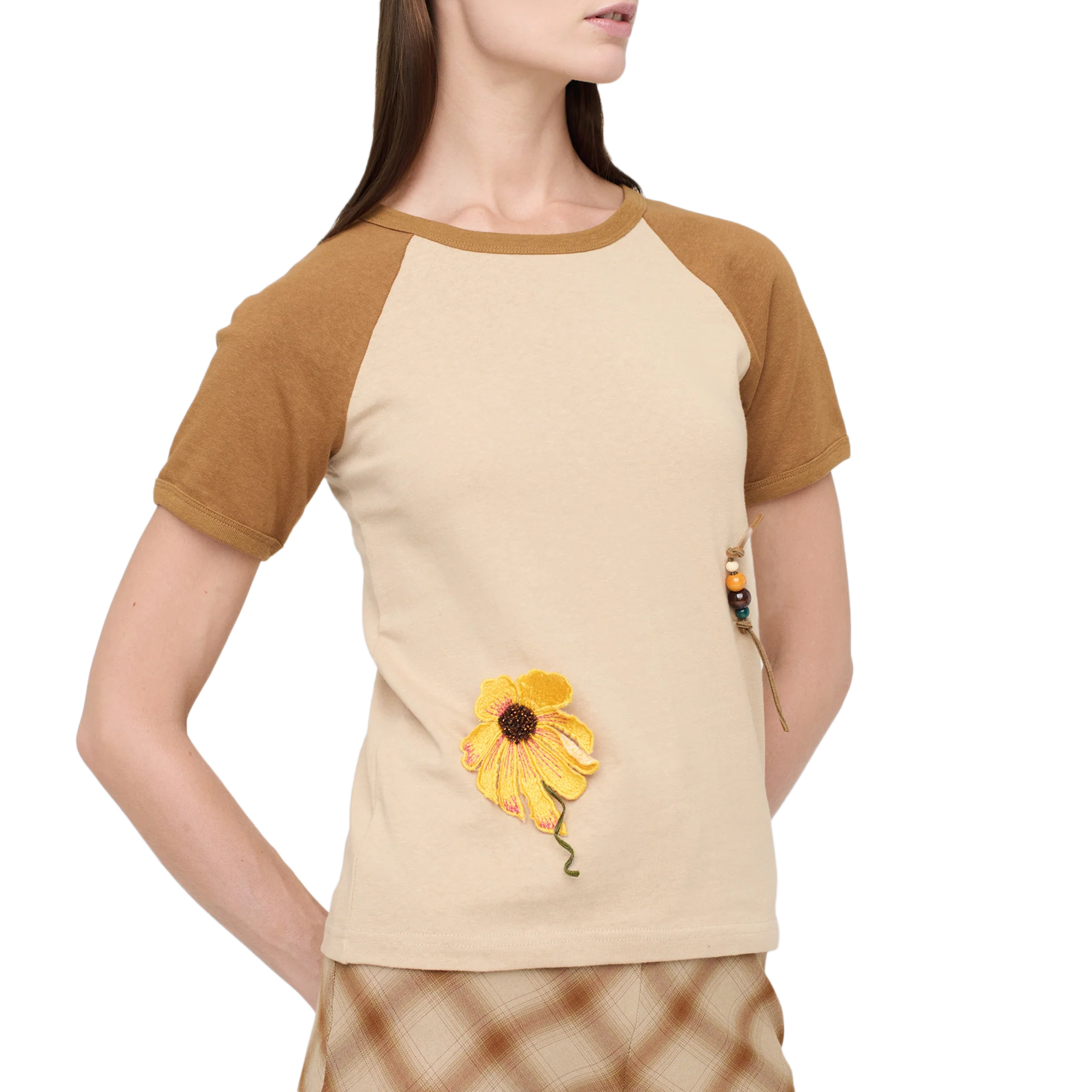 Song For The Mute Women's "Flower" Raglan Slim Tee Nude